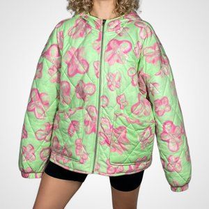 Quilted Pastel Floral Print Jacket